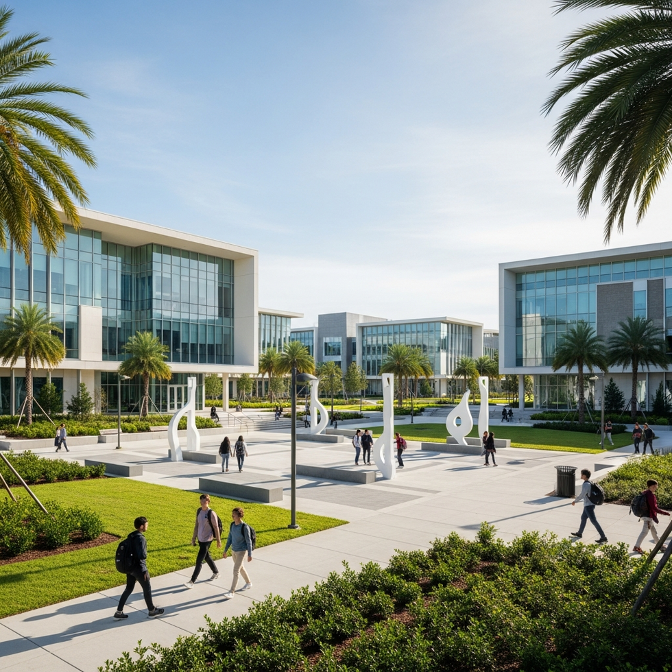 Florida yükseköğrenim reformlarını temsil eden bir üniversite kampüsü görüntüsü