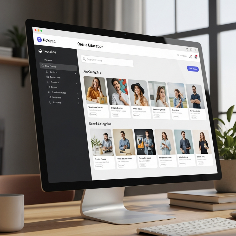 Online eğitim platformlarının kullanıcı dostu arayüzleri ve geniş kurs seçenekleri ile dolu ekran görüntüsü