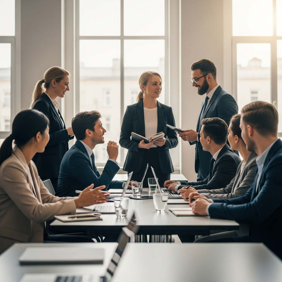 bir uluslararası akademik konferans veya öğrenci etkileşimi sahnesi, kurumlar arası iletişim ve iş birliği vurgulanıyor