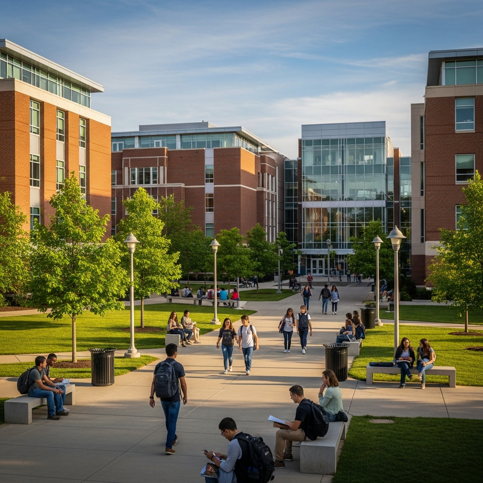 ABD'de üniversite kampüsü ve öğrencilerin eğitim alırken görüntüsü